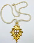 1980s HAND MADE CANADIAN CHRISTIAN LACROIX STYLE BRASS PENDANT NECKLACE