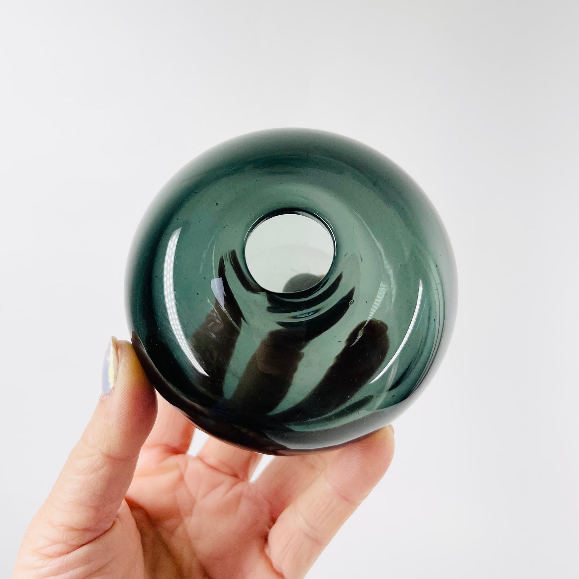 1960s SWEDISH CHRISTINA GREY GLASS MINI SQUAT VASE