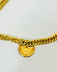 1980s CHANEL LOGO MEDALLION GOLD PLATED NECKLACE