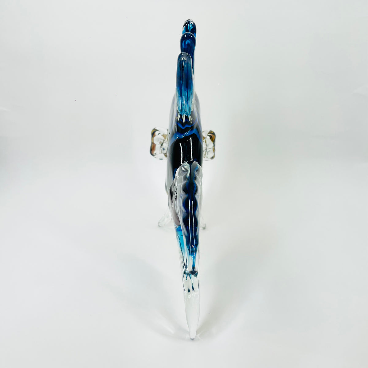 LARGE 1980s MURANO BLUE ART GLASS FISH PAPERWEIGHT/SCULPTURE