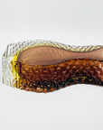 XL 1960s BROWN PURPLE AMBER TEXTURED MURANO SOMMERSO FACETED GLASS BLOCK VASE