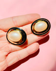 1980s OVAL PEARL CLIP ON EARRINGS