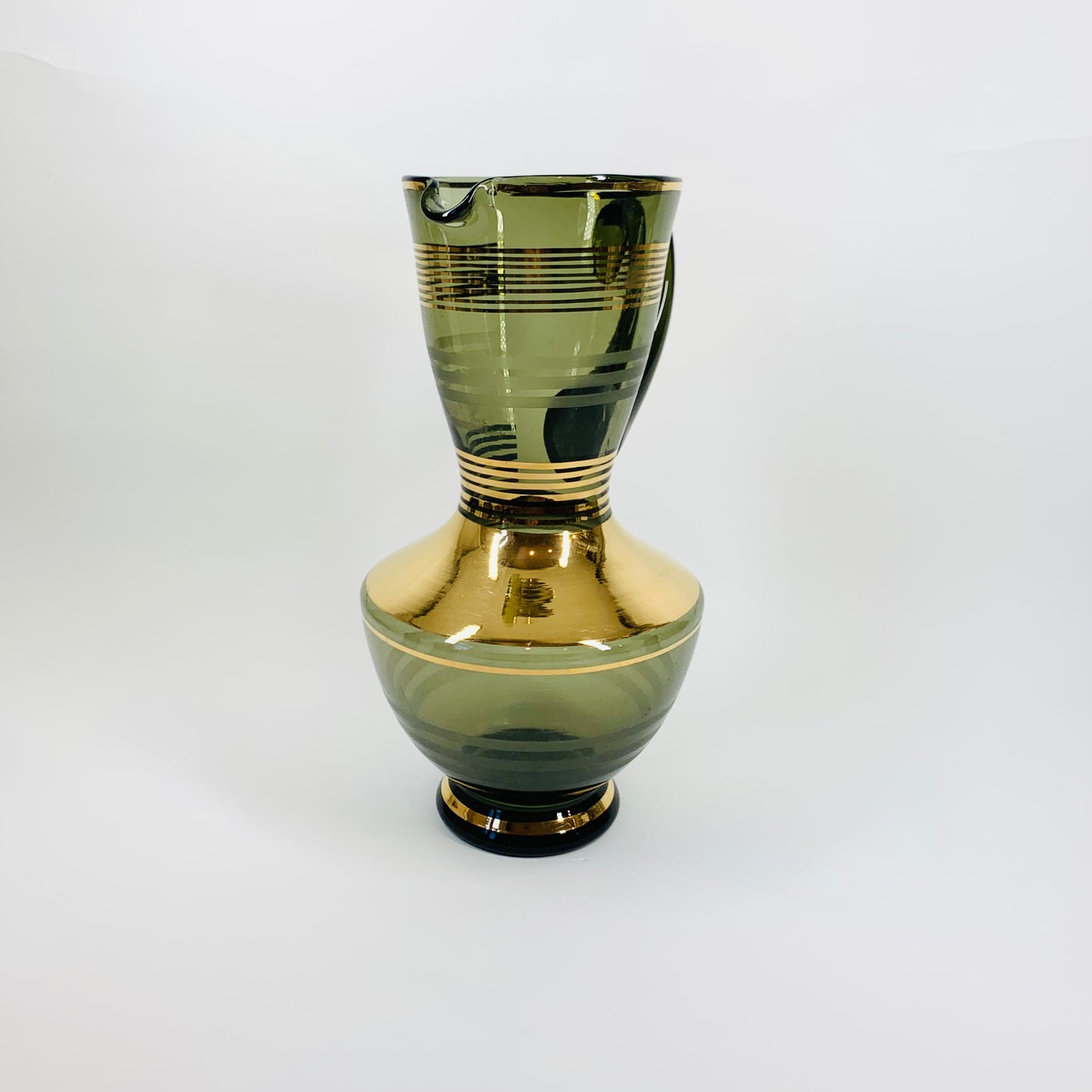 GREY GOLD GILDED GLASS JUG