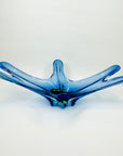X-LARGE 1940s URANIUM MURANO BLUE SOMMERSO GLASS BOWL