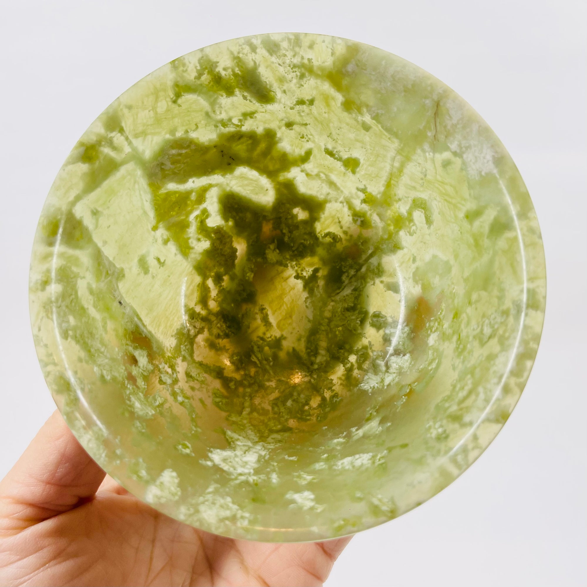 ANTIQUE GREEN JADE STONE CEREMONIAL BOWL
