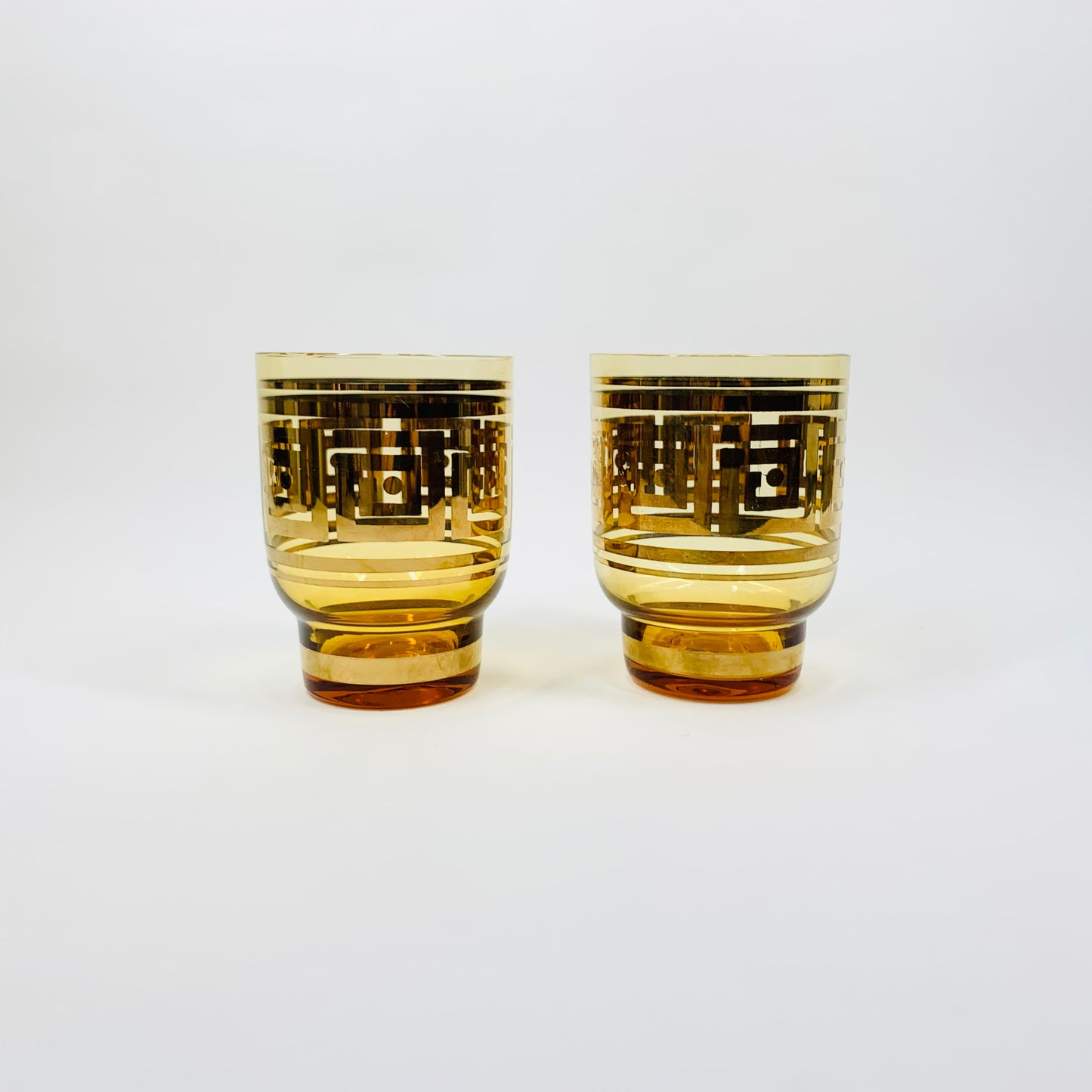 50s AMBER GOLD GILDED GLASSES