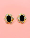 BLACK FILIGREE ENAMEL EARRINGS