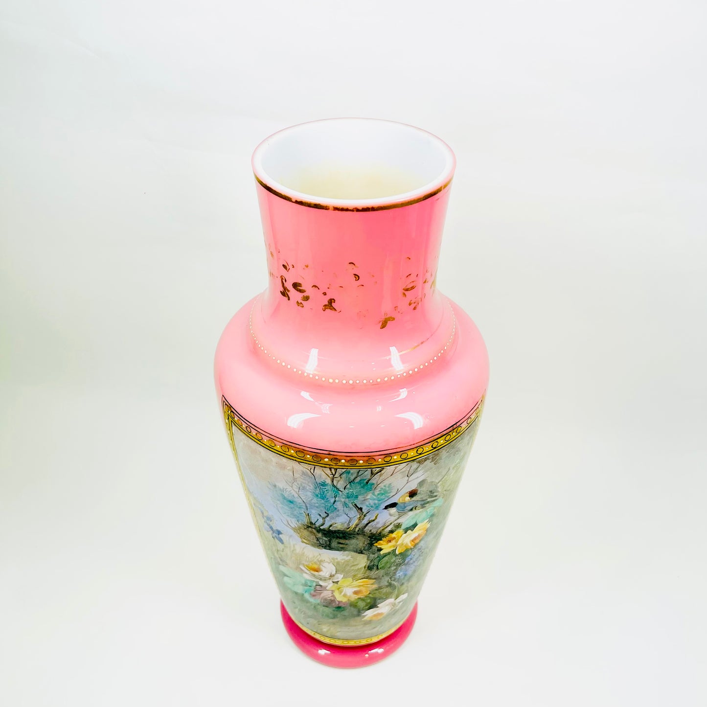 PINK OPALINE GLASS VASE