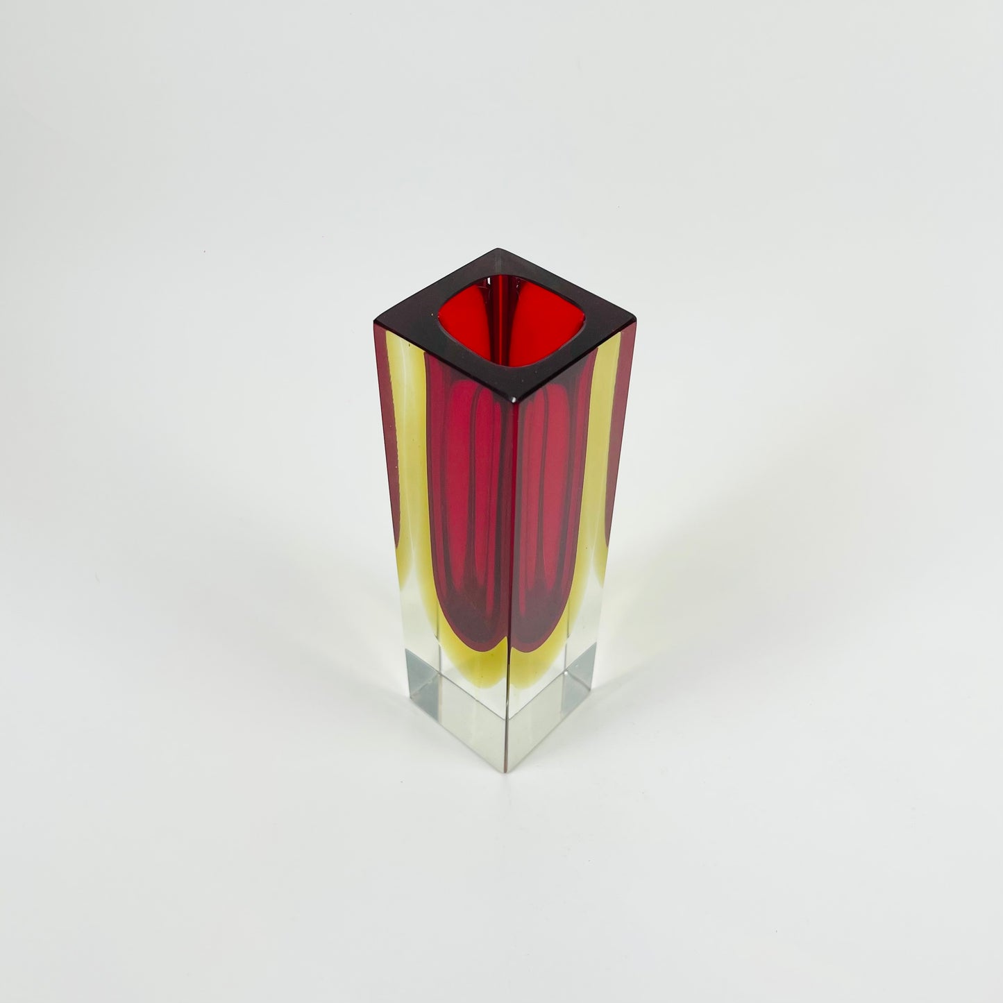 1950s RED YELLOW SMALL BLOCK MANDRUZZATO VASE