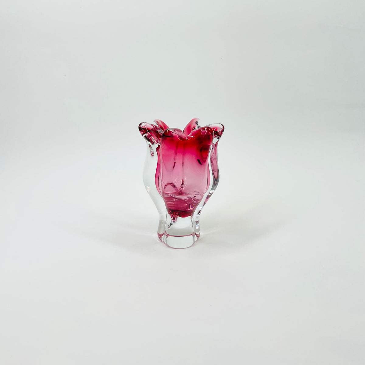 ANTIQUE MURANO PINK SOMMERSO GLASS MINIATURE VASE