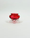 ANTIQUE VICTORIAN PINK CRANBERRY GLASS FOOTED SALT BOWL