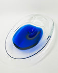 1970s COBALT BLUE SOMMERSO GLASS BOWL BY CZECH GLASS ARTIST JAN BERANEK