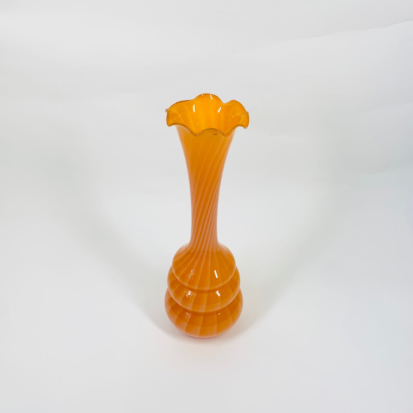 MCM CASED CANE ORANGE RUFFLE RIM VASE