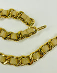 1990s CHANEL MATELASSE BEIGE LEATHER GOLD PLATED MEDALLION LOGO BELT/NECKLACE