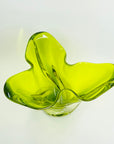 1970s JAPANESE GREEN SOMMERSO GLASS HANDKERCHIEF VASE/BOWL