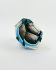 1960s BROWN GREEN YELLOW BLUE SOMMERSO DIAMOND FACETED GLASS BOWL