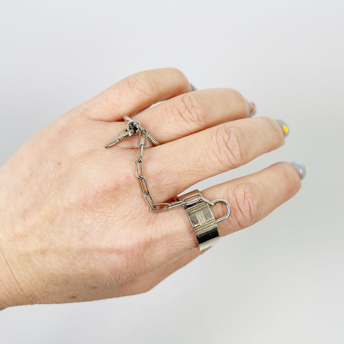 1990s HERMES STERLING SILVER ALPHAKELLY DOUBLE RING