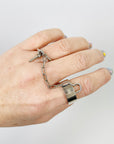 1990s HERMES STERLING SILVER ALPHAKELLY DOUBLE RING