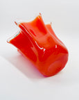 1970s JAPANESE CASED MANDARIN/ORANGE GLASS HANDKERCHIEF FLAME VASE