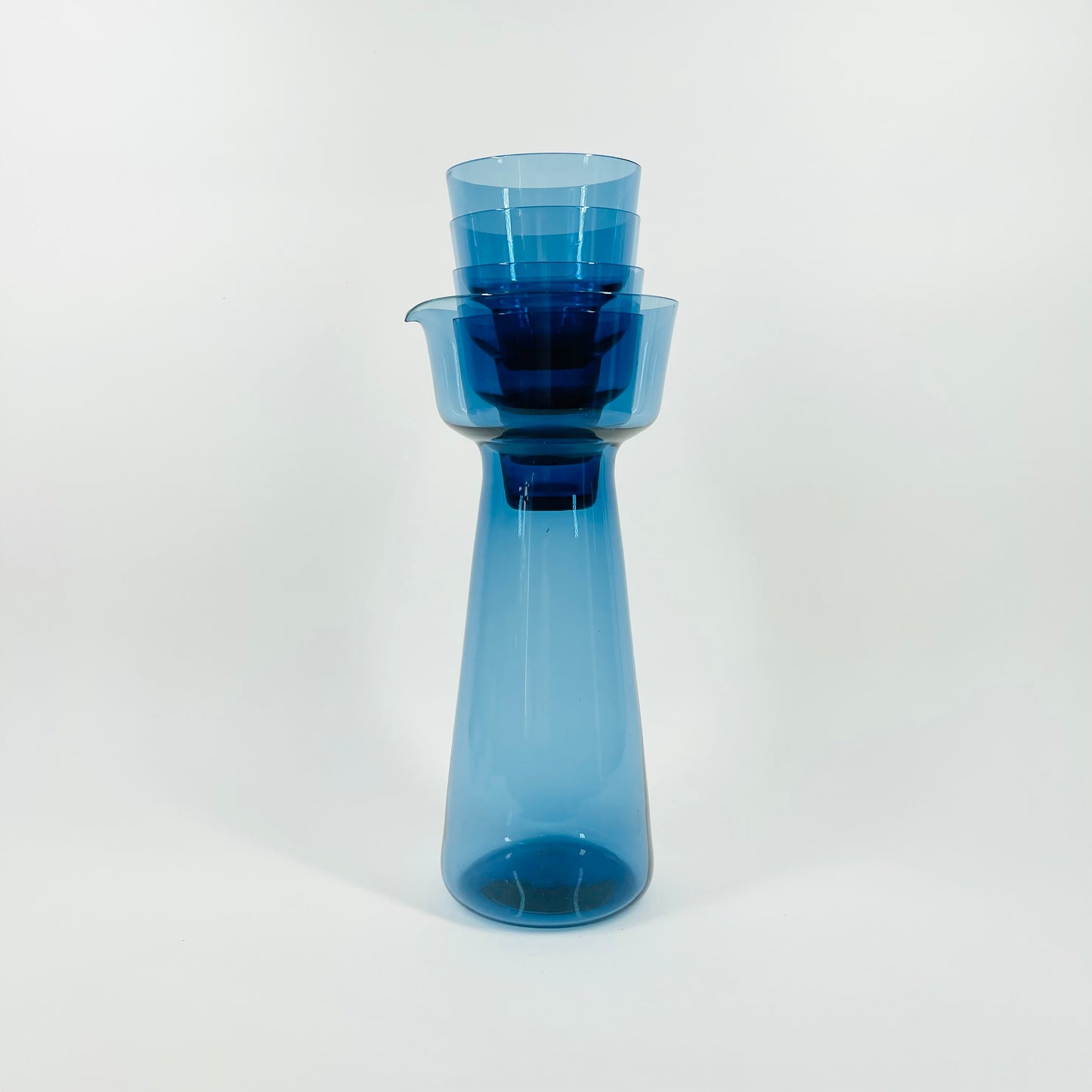 MCM BLUE GLASS IITTALA KARTIO CARAFE SET