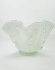 1960s MURANO CASED WHITE RUFFLE RIM HANDKERCHIEF GLASS VASE MILLEFIORI