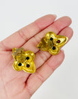 1980s CHANEL GRIPOIX RED & GREEN RHOMBUS CLIP ON EARRINGS