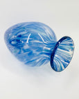 1980s JAPANESE BLUE SPATTER SWIRLS GLASS VASE