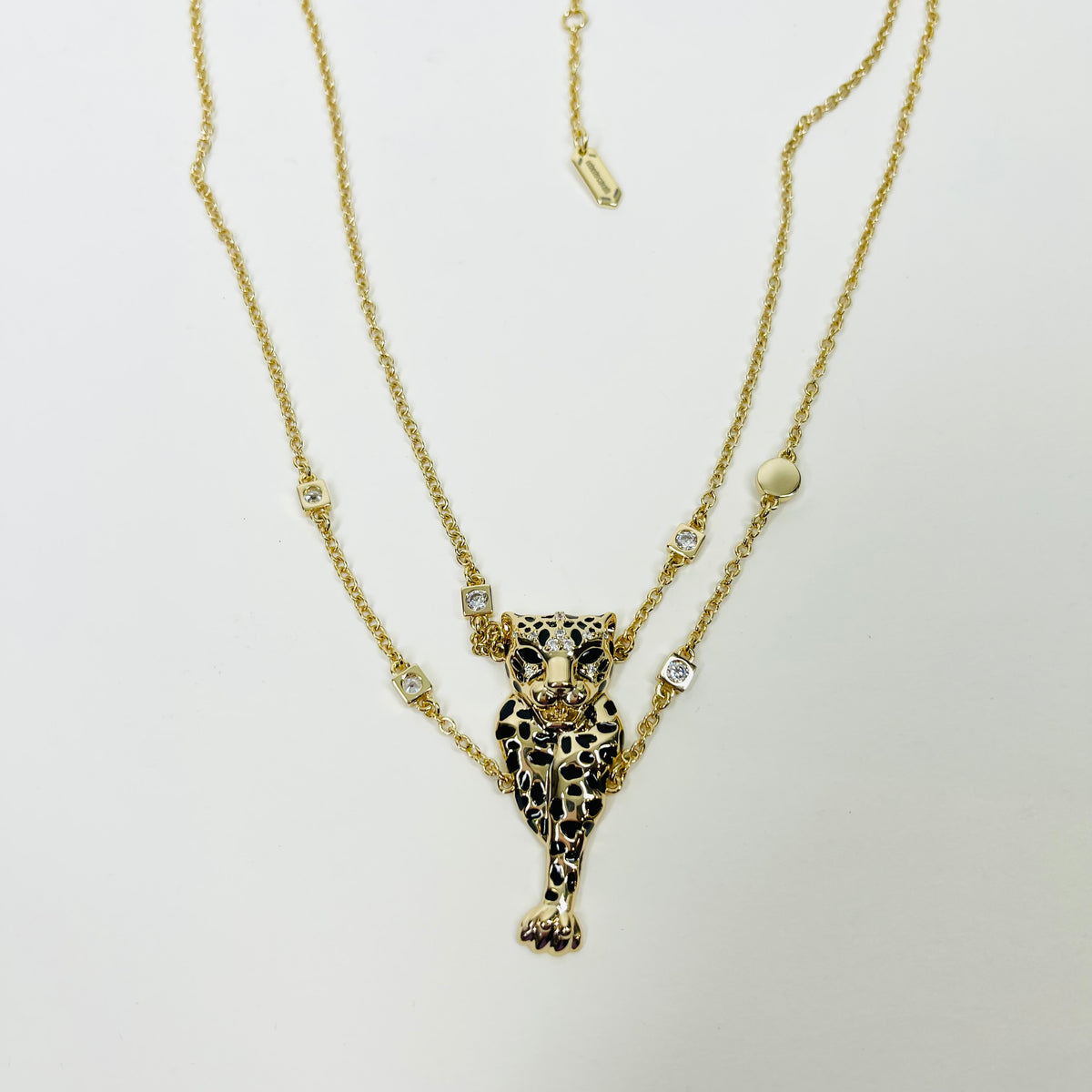 Y2K ROBERTO CAVALLI BLACK ENAMEL PANTHER NECKLACE