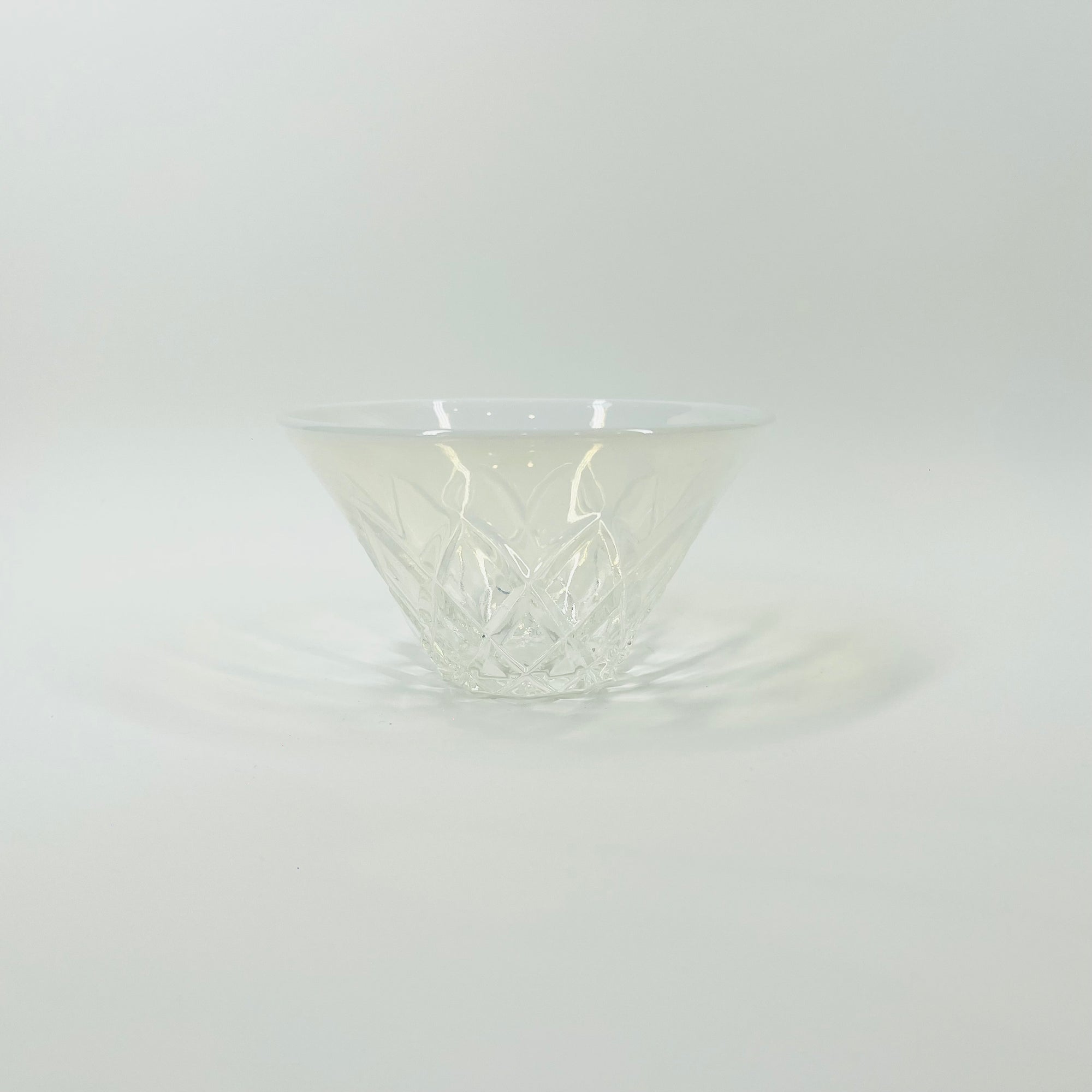 ANTIQUE PRESSED OPALESCENT GLASS MINI BOWL