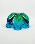 1970s JAPANESE HINERI GREEN BLUE HARLEQUIN SOMMERSO GLASS BOWL/ASHTRAY