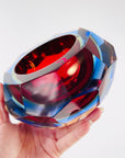 1950s MURANO MANDRUZZATO HARLEQUIN SOMMERSO DIAMOND FACETED GLASS BOWL