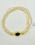 1950s GROSSE GERMANY COSTUME BRAIDED PEARL NECKLACE BLACK ENAMEL CLASP