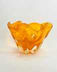 1970s JAPANESE MANDARIN/ORANGE SOMMERSO GLASS HANDKERCHIEF VASE/BOWL
