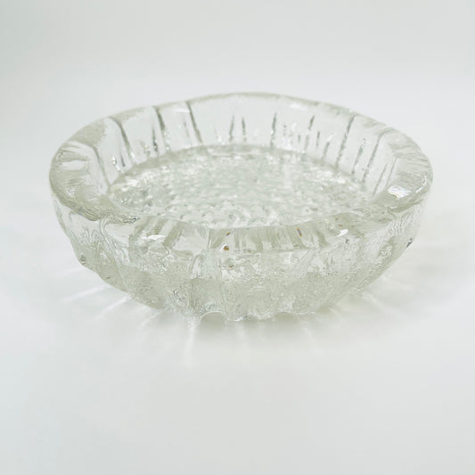 1950s LARGE SWEDISH PUKEBERG ICE GLASS ASHTRAY