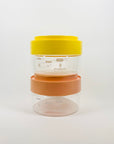 1970s TEMPERED GLASS LIDDED JAR WITH MEASUREMENTS