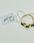 1970s 10K ROSE GOLD TRILOGY RING WITH EMERALD & PERIDOT CABOCHON