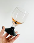 1950s ITALIAN PINK COCKTAIL/WINE GLASSES WITH BLACK STEM