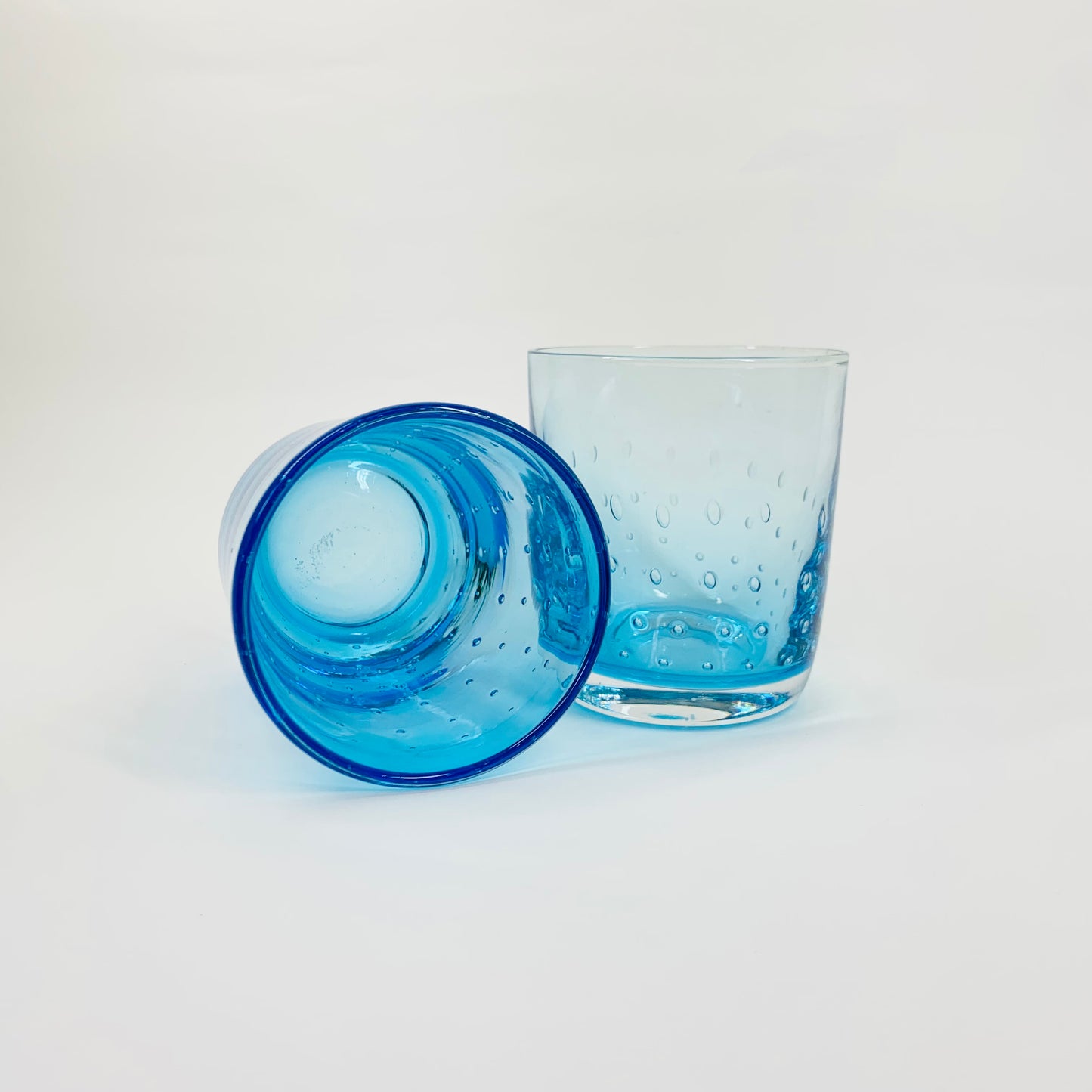 MOUTH BLOWN BLUE GLASSES
