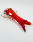 1950s RED MURANO FISHTAIL POSY VASE