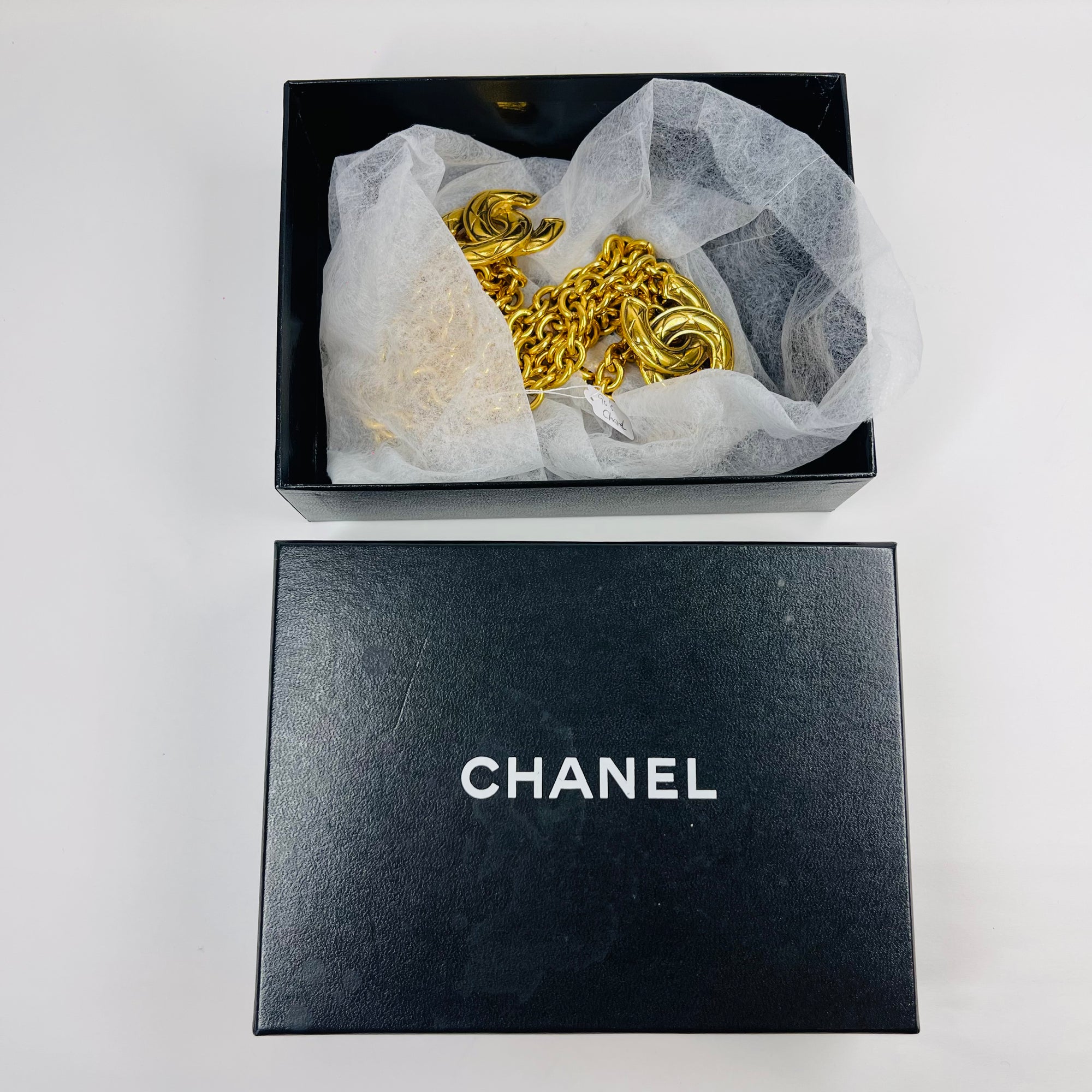 1990s CHANEL MATELASSE GOLD PLATED LOGO BELT