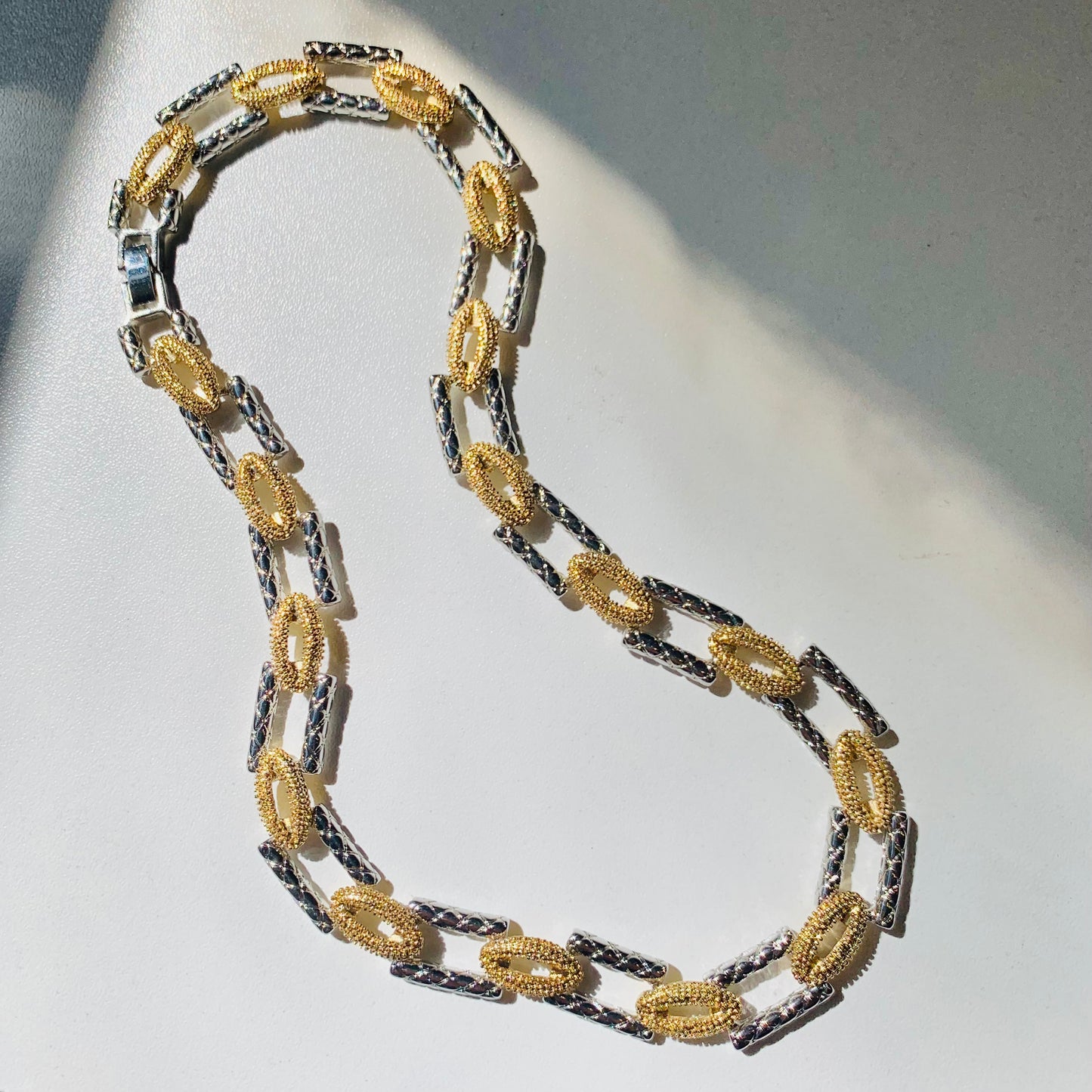 1980s MONET TWO TONE FANCY CHAIN NECKLACE