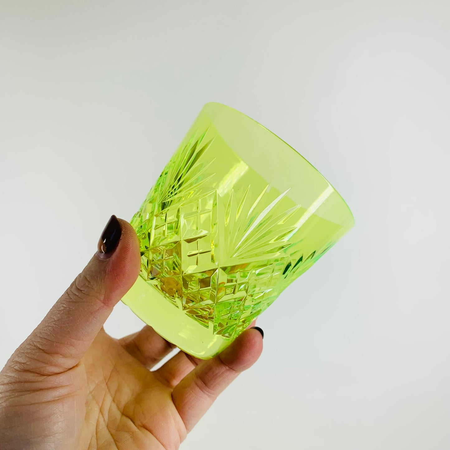 ANTIQUE URANIUM GLASS WHISKEY SET