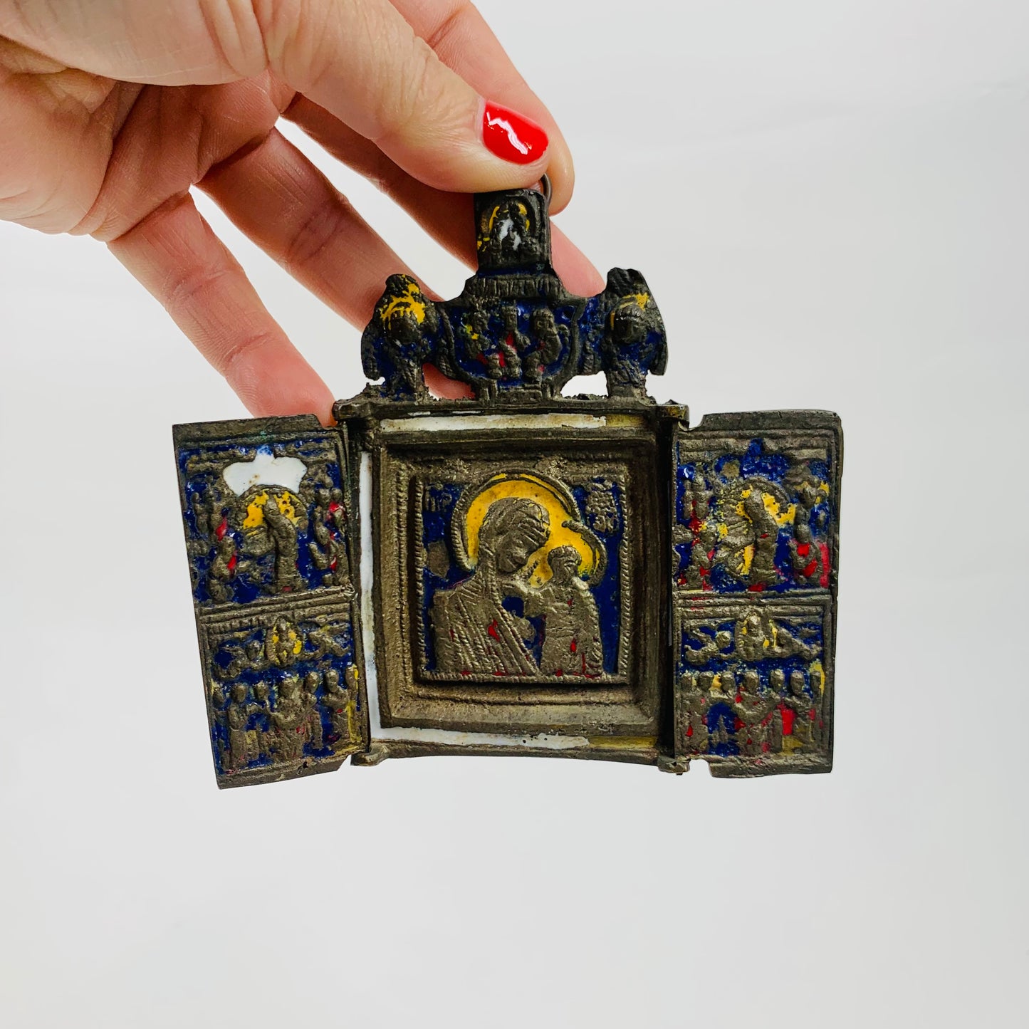 ANTIQUE CHRISTIAN ORTHODOX TRAVEL TRIPTYCH