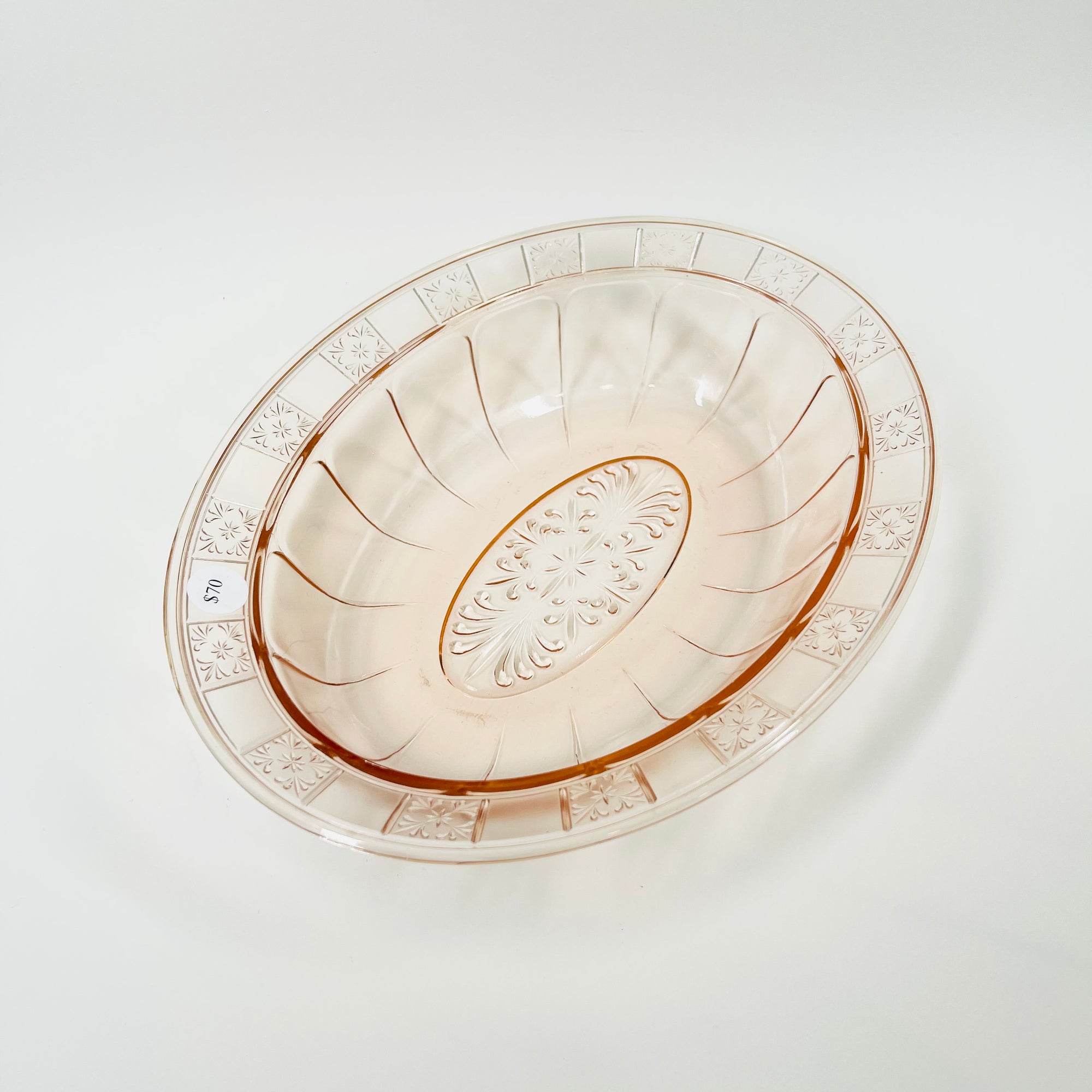 ANTIQUE DEPRESSION PINK PRESSED GLASS PLATE/BOWL/DINNER SERVICE