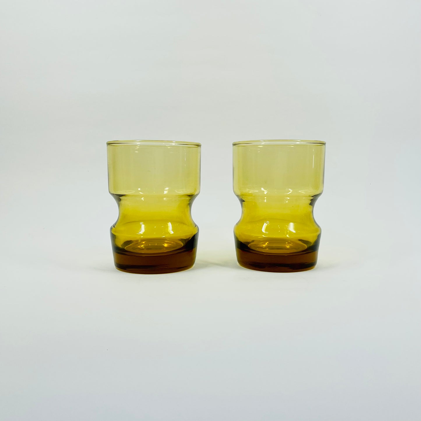 1970s PINCHED AMBER TUMBLER GLASSES