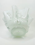 1960s MURANO CASED WHITE RUFFLE RIM HANDKERCHIEF GLASS VASE MILLEFIORI