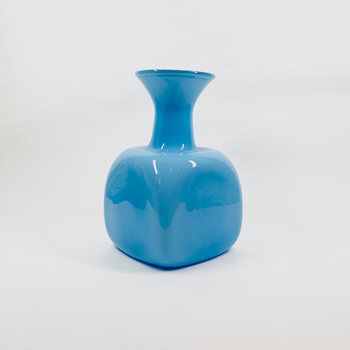 MCM CASED BLUE SQUARE HOOP VASE