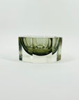 1950s SMOKY GREY MURANO MANDRUZZATO SOMMERSO FACETED GLASS HEXAGON BOWL