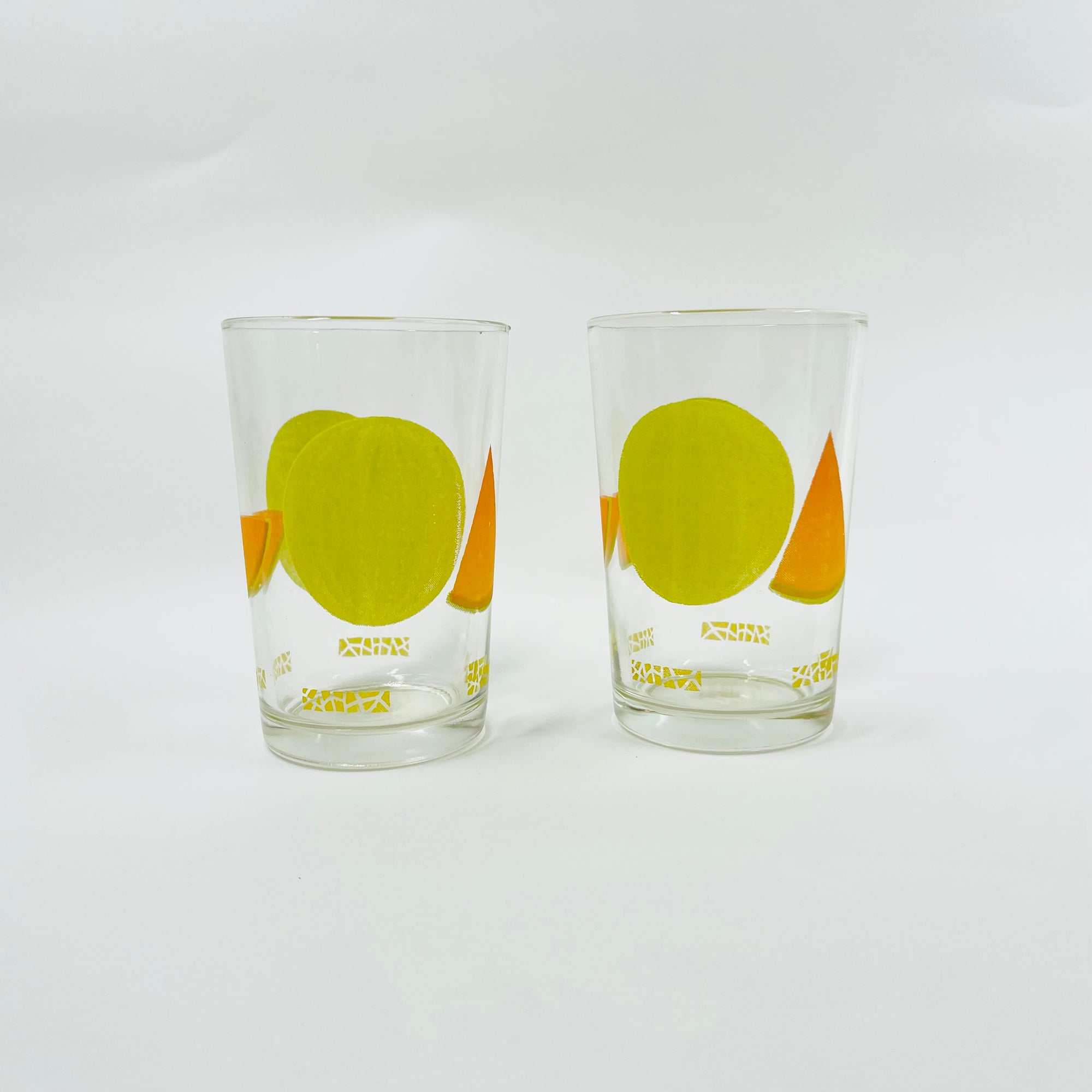 1950s GREEN GOLD GILDED GLASS TUMBLERS
