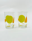 1970s LAMINATED FRUIT PATTERN GLASS TUMBLERS